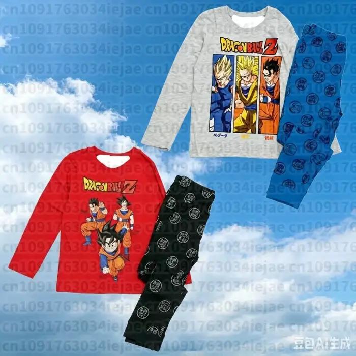 Nouvel ensemble pyjama Dragon Ball Goku 2026 – Vêtements de nuit doux pour enfant, tenue décontractée pour la maison, manches longues et pantalon, collection printemps-automne