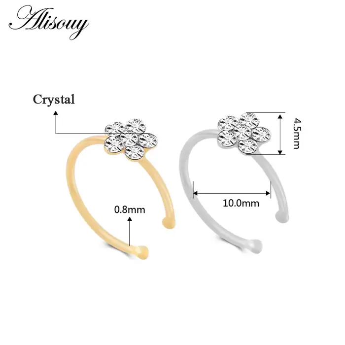 Alisouy – Piercing pour le nez, 1 pièce, anneau de nez, fleur indienne, cerceau, Septum, Clicker, bijoux pour le corps