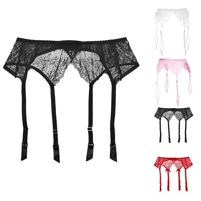 Lingerie sexy pour femme, porte-jarretelles en dentelle transparente, sous-vêtements exotiques, ceinture de taille réglable à double rangée de boutons pour bas