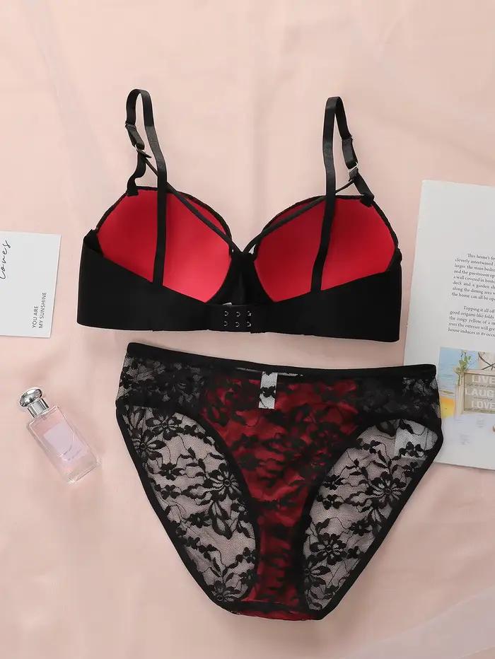 Soutien-gorge anti-affaissement en dentelle noire pour femmes, sexy, motif floral, avec double structure ajustable, A2427