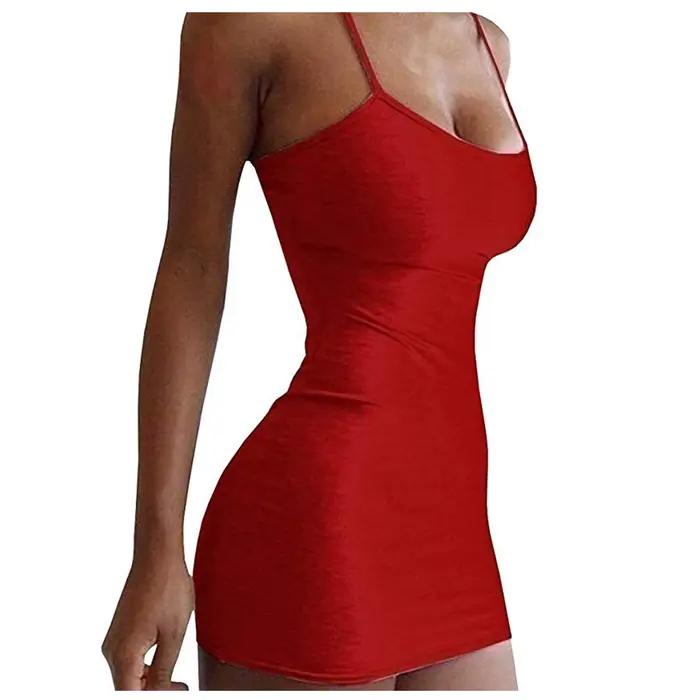Couleur unie femmes chemise de nuit Sexy sans manches col Scroop vêtements de nuit féminins Spaghetti sangle vêtements de nuit Homewear pyjamas 2025
