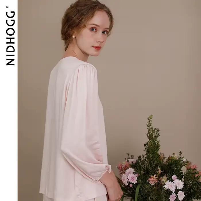 Ensemble pyjama Modal Super doux pour femmes, vêtements de nuit en tricot, doux pour la peau, extensible, confortable, 2 pièces, Style japonais minimaliste