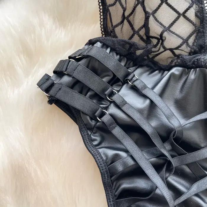 Femmes Sexy voir à travers maille body Chic mode élastique Bodycone combinaisons Hotsweet gothique combishorts