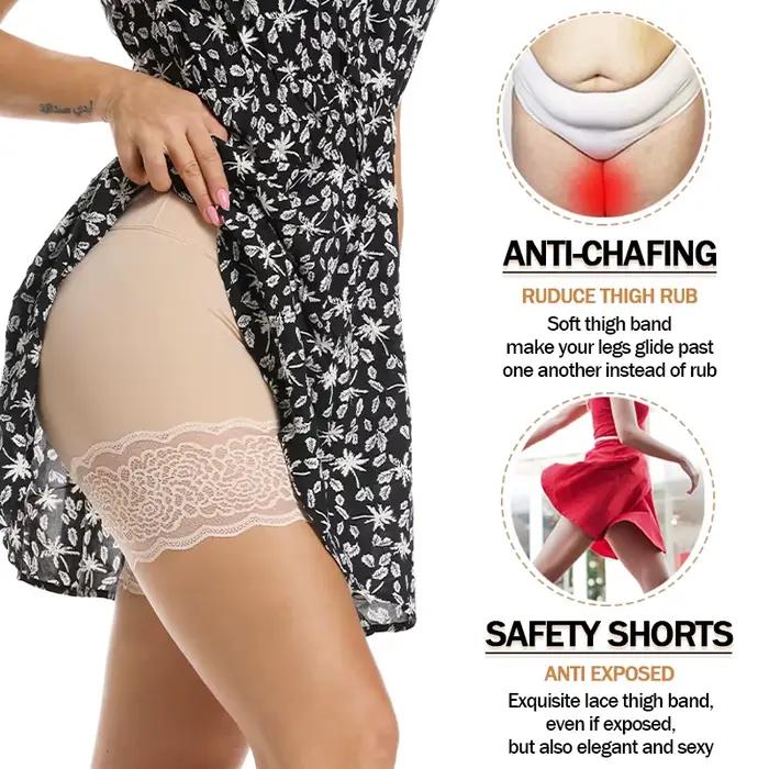 Taille haute ventre contrôle culotte dentelle Slip Shorts pour sous les robes femmes Anti frottement sous-vêtements Boyshorts minceur Shapewear