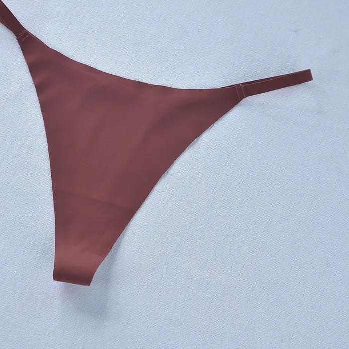 Culotte sans couture pour femme, slip sexy ultra fin, sous-vêtement taille basse, lingerie douce, couleur unie