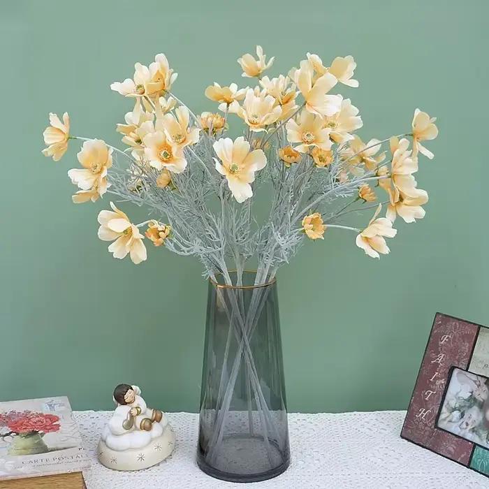 Gesang-Fleurs artificielles pour la décoration intérieure, fleur de cosmos, ornements de salon, 6 têtes
