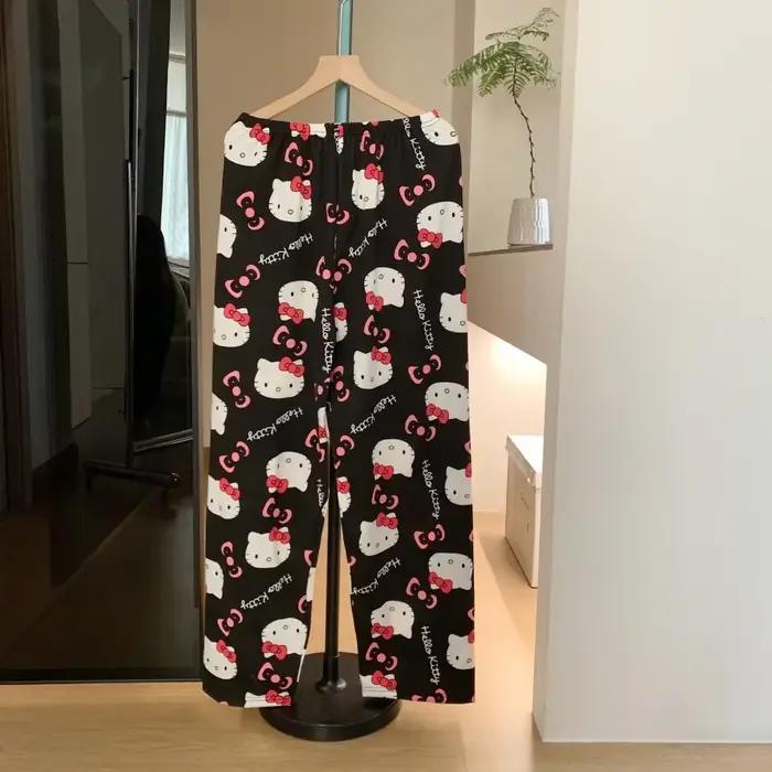Pantalon de pyjama Hello Kitty pour filles, pantalon décontracté ample, style Y2K, pantalon de survêtement à motif de dessin animé, pour couples, à porter à l'extérieur, nouvelle collection printemps-