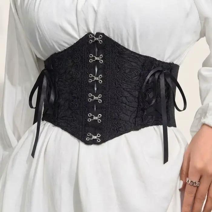 Corset large élégant en dentelle noire, accessoires de robe, gaine amincissante élastique pour le corps