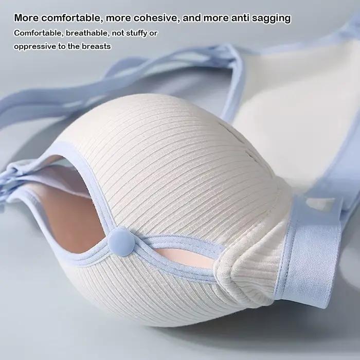 Soutien-gorge d'allaitement durable à double boucle, push-up, anti-affaissement, en pur coton respirant, pour la grossesse et l'allaitement