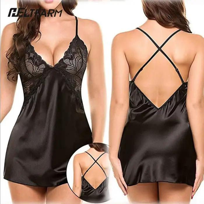 Robe de nuit en dentelle pour femmes, Sexy, écharpe, Lingerie, nuisette, vêtements de nuit attrayants, ravissants, 1 pièce