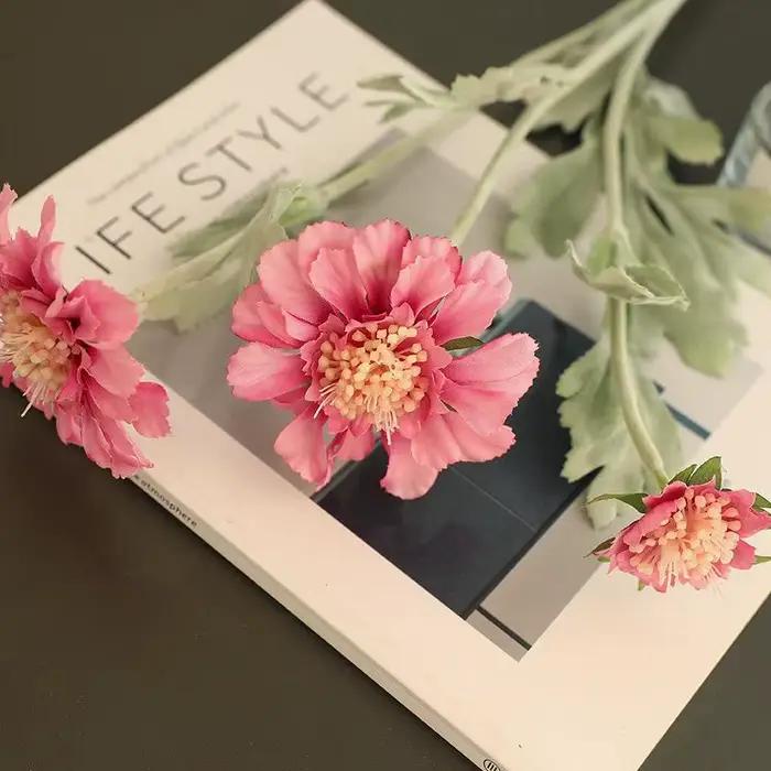 Branche de fleurs Gesang pour le salon, décoration de la table à manger de la maison, aménagement de la scène de la fête de mariage, accessoires photo floraux, 3 têtes