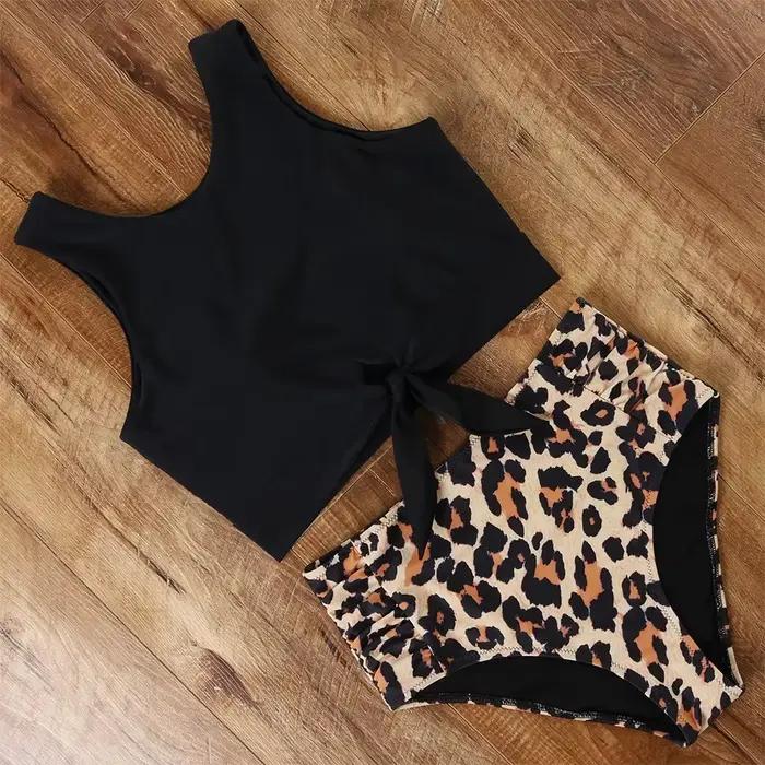Taille haute maillot de bain Bikini 2021 Push Up maillots de bain femmes Sexy maillot de bain femme gilet Bikini ensemble léopard maillot de bain maillots de bain