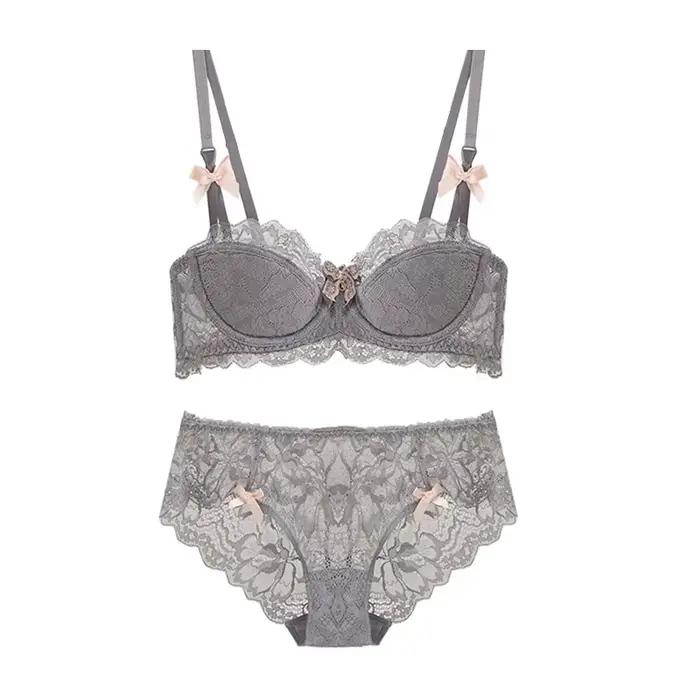 Français pur désir Bralette petit buste AB tasse Push Up sans fil dentelle soutien-gorge pour fille potelée nœud conception mince pli confort grande taille