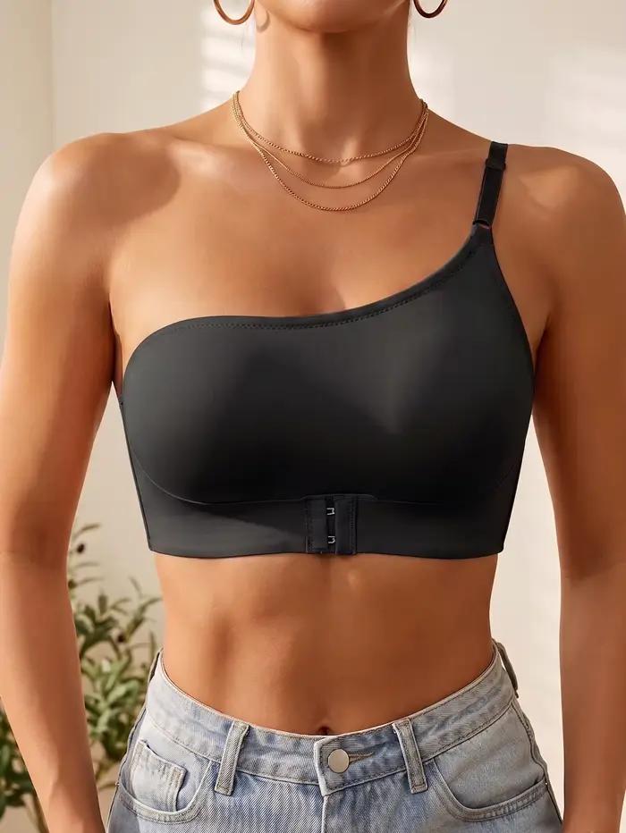 Soutien-gorge femme asymétrique sans armatures, à fermeture avant, push-up, antidérapant, non doublé, confortable