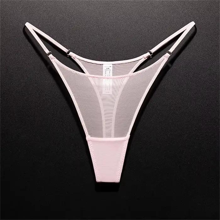 Dámské kalhotky Sexy síťované tanga Ultra-tenké spodní prádlo Průhledná gáza Sportovní fitness