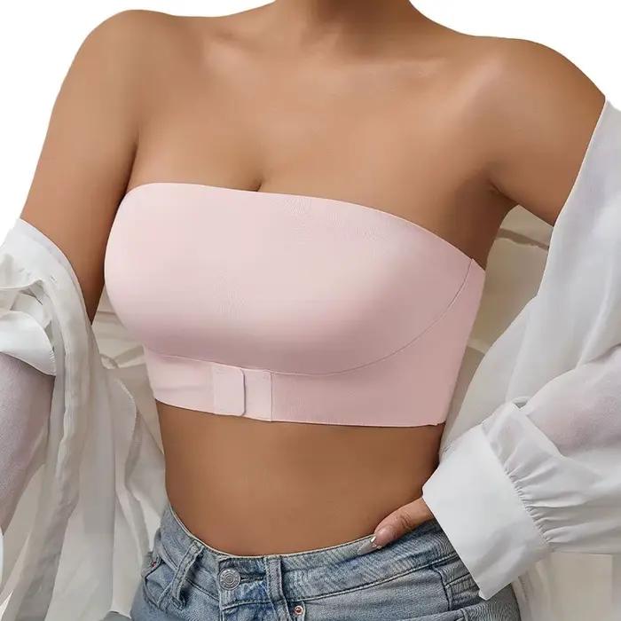 Soutien-gorge bandeau sans bretelles pour femme, antidérapant, sans armatures, sans couture, rembourré, type tube top