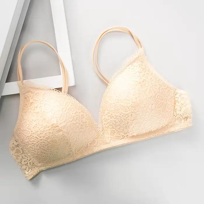Soutien-gorge sexy en dentelle florale pour femmes, sous-vêtements féminins, bralette sans fil, bonnet A B, lingerie douce et solide, brassière à la mode