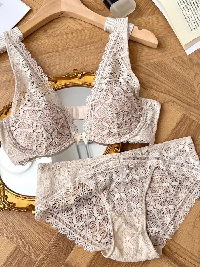 Lingerie en dentelle française pour femmes, fine, tricot fermé, beau soutien-gorge au dos, bord floral sexy, tombant, soutien-gorge de soutien supérieur pour femmes