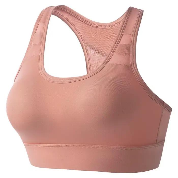 Soutien-gorge de sport à fort impact avec bonnets fixes, dos nageur, antichoc, sans couture, de maintien, pour la course, le yoga et la gym, pour femme