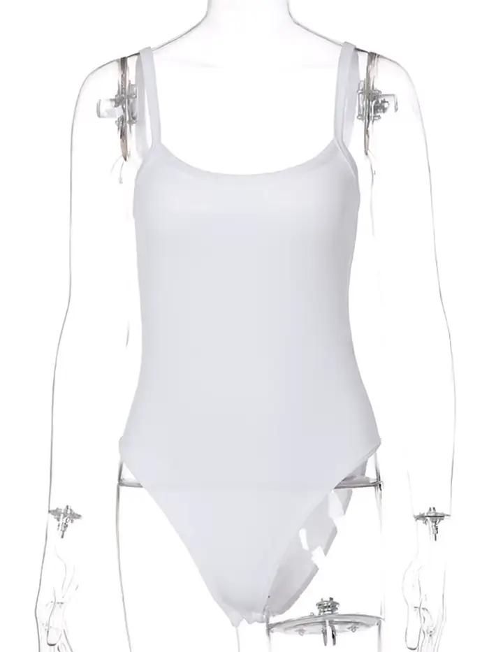 Combinaison Slim pour Femme, Couleur Unie, Sexy, Décontractée, Basique, Blanc, pour l'Été