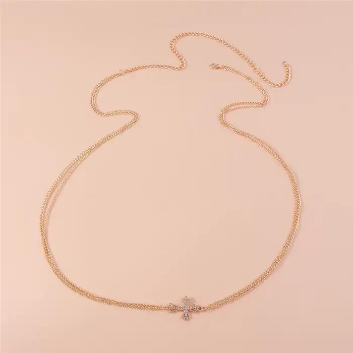 Chaîne de taille croisée en cristal gothique bohémien, chaînes de ceinture de ventre, plage d'été, bijoux de corps Sexy pour femmes et filles, bijoux de fête