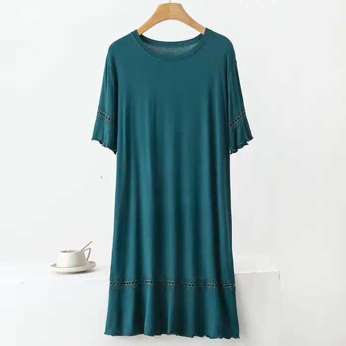 Grande taille Modal tenue de nuit pour femmes nuisette surdimensionné à manches courtes chemises de nuit femme salon chemise de nuit nouveau Vestido Mujer