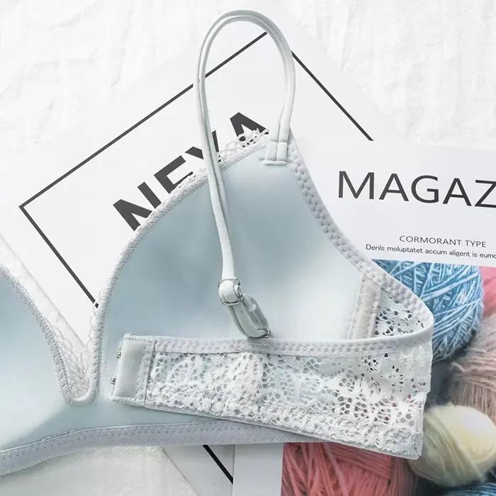 Femmes soutien-gorge Sexy dentelle Bralette florale sans fil soutien-gorge femme sous-vêtements A B tasse Lingerie doux couleur unie Ultra-mince brassière