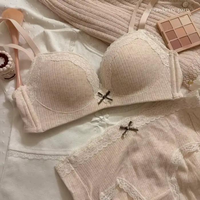 Ensemble de soutien-gorge Floral en dentelle pour adolescents, Sexy, confortable, sans anneau en acier, beauté du dos, petits seins rassemblés, soutien-gorge Anti-affaissement