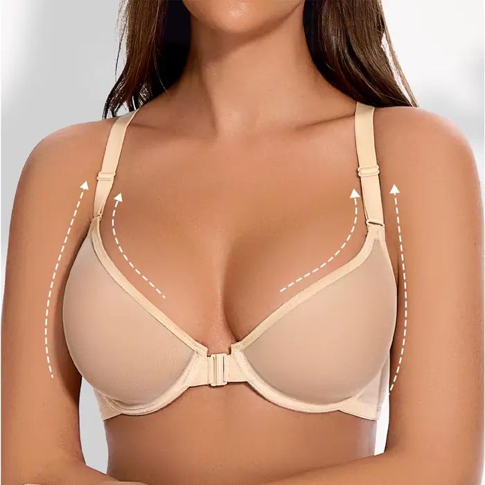 Nový dámský ultra tenký krajkový podprsenka Sexy s předním zapínáním Průhledná průsvitná s kostice bez podšívky B C D E F 32 34 36 38 40 42 44