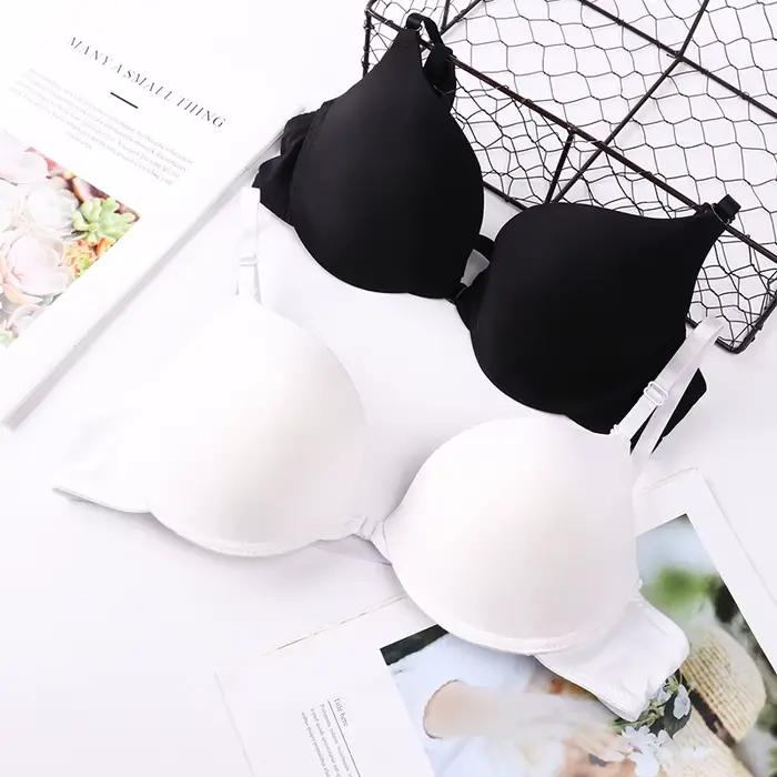 2025 nouvelle mode couleur unie soutien-gorge push-up A-B tasse bouton avant femmes Sexy Simple Lingerie sous-vêtements