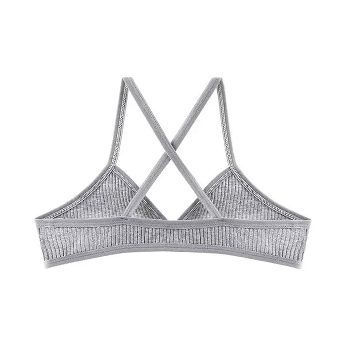 Soutiens-gorge en coton confortables pour femmes, style fin, bralette sans doublure, sexy, coupe triangle en V profond, dos croisé, soutien-gorge de beauté