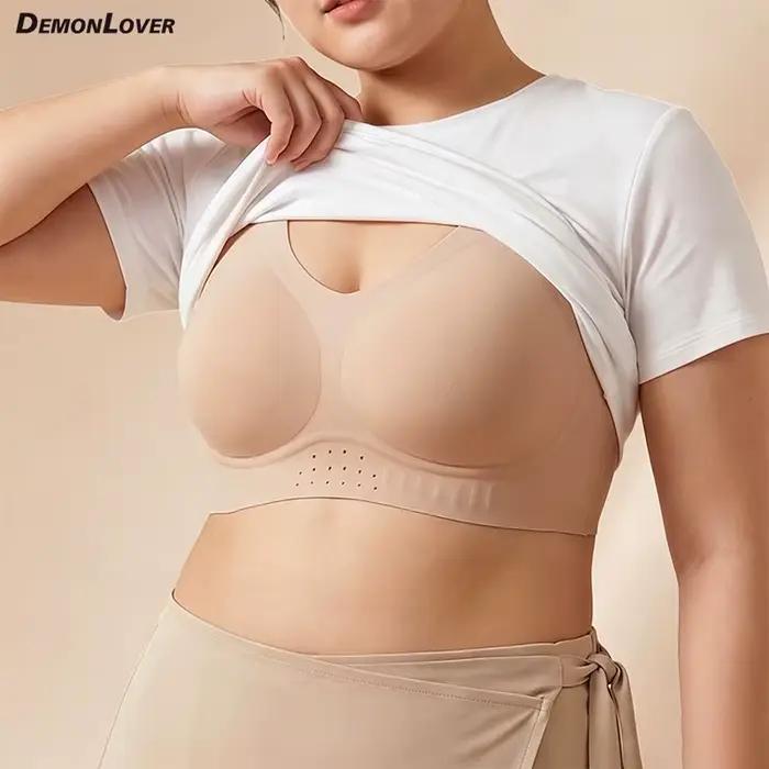 Soutien-gorge respirant grande taille pour femme, doublure en soie modale, soutien-gorge push-up structuré sans armatures, lingerie sans couture pour usage quotidien