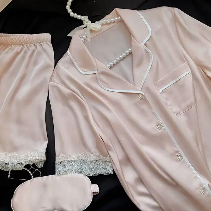 Pyjama d'été en soie glacée pour femmes, Simple, Ins, haute valeur, doux, manches courtes, vêtements de maison, nouvelle collection