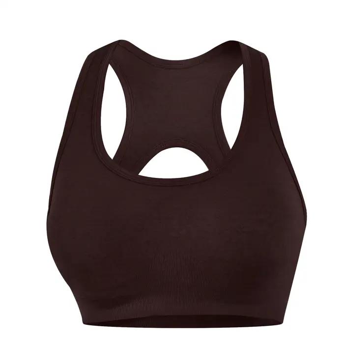 Soutien-gorge de sport intégré sans couture, débardeur de yoga dos nu, sans armatures, absorption des chocs, en tissu nylon confortable