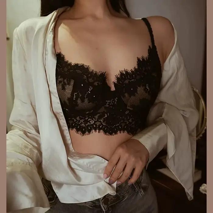 Nouveau soutien-gorge à bretelles français en dentelle Sexy, sous-vêtements dos nu, soutien-gorge gilet fin rétro pour femmes