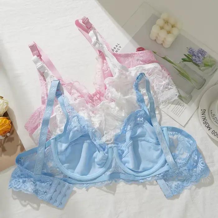Soutiens-gorge en dentelle pour femmes, tailles 36-44, bonnets B/C, fins, sexy, push-up, respirants, avec armatures, nœud, confortables, pour l'été