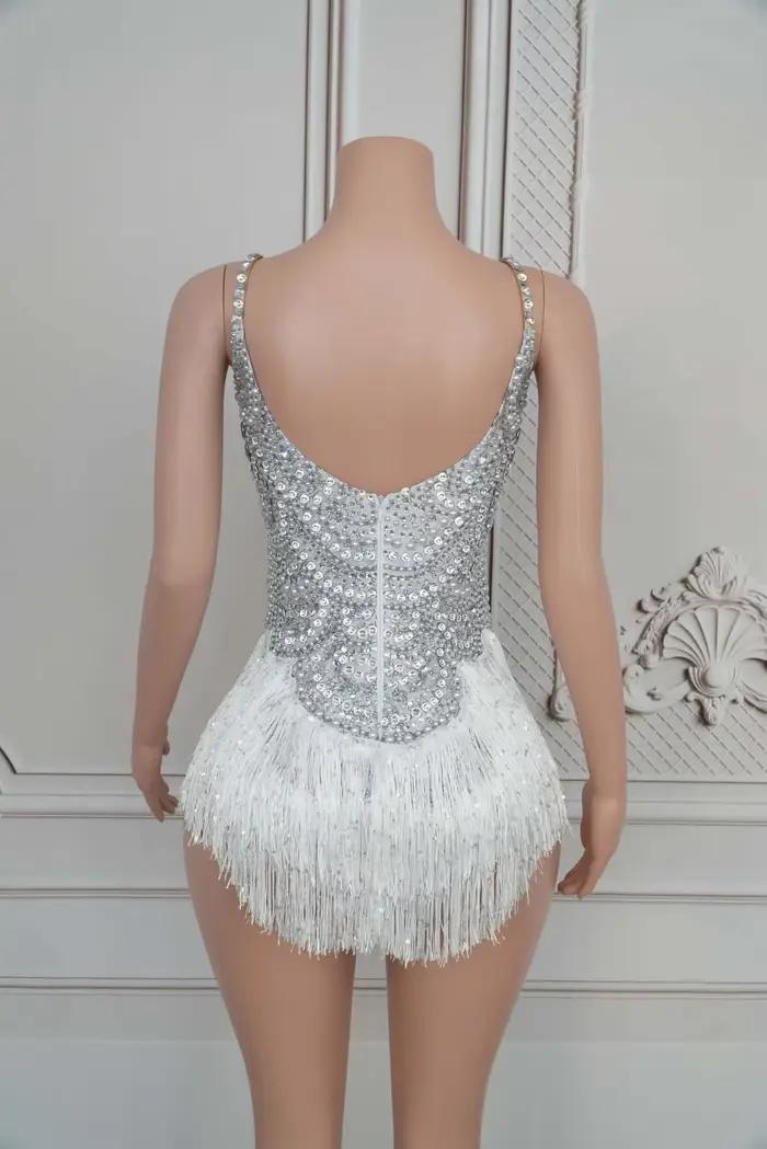 Body Sexy sans manches en cristal scintillant, justaucorps slim pour femmes, chanteur, boîte de nuit, Costume de spectacle sur scène, jingling
