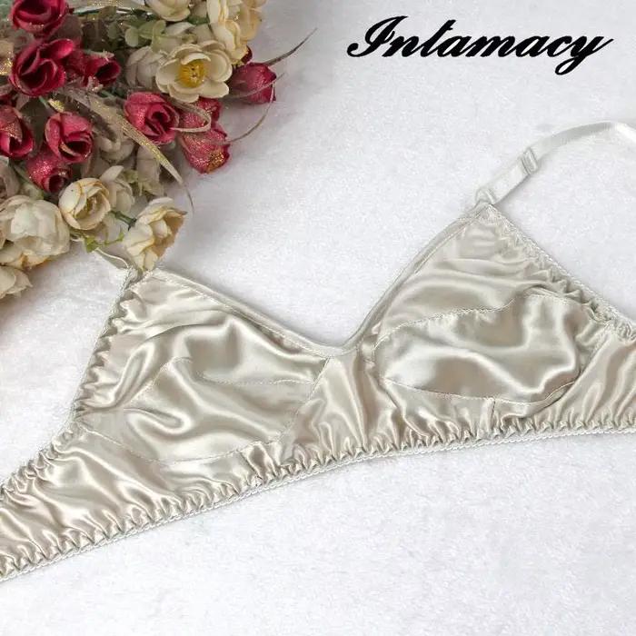 InjBoutique-Soutien-gorge double face en soie, sans fil, sans doublure, confortable pour la santé, relax, sous-vêtements, 100% r
