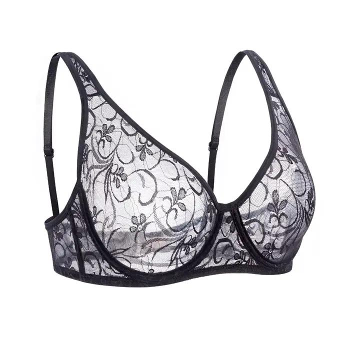 Soutien-gorge en dentelle transparente pour femmes, sous-vêtements à armatures, zones florales, lingerie sexy thuna ual, brassière A B C D esse Cup