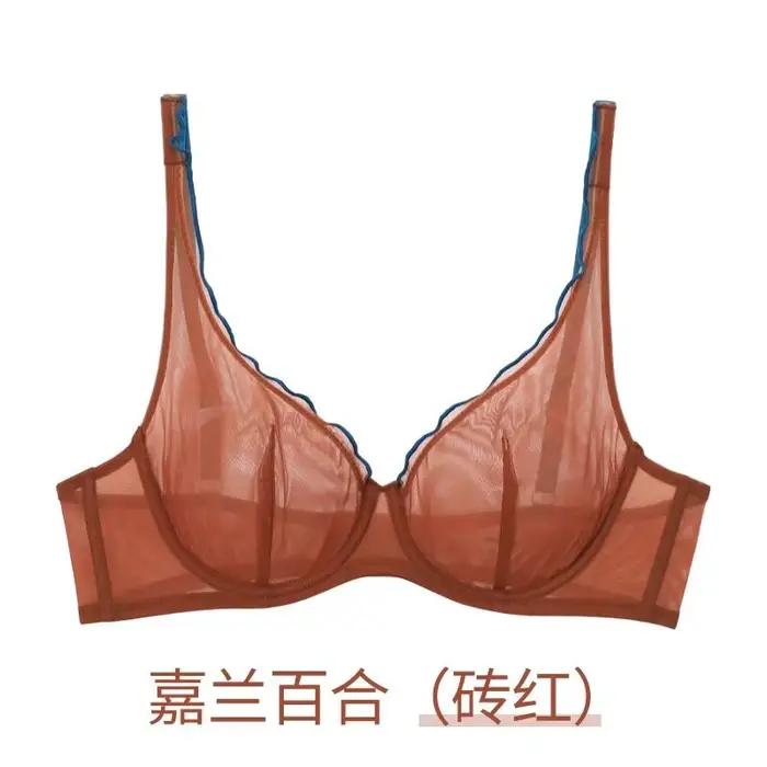Velikostní minimalizační podprsenka s kosticemi Francouzský styl Trojúhelníkový košíček Push Up Sexy síťovaný set