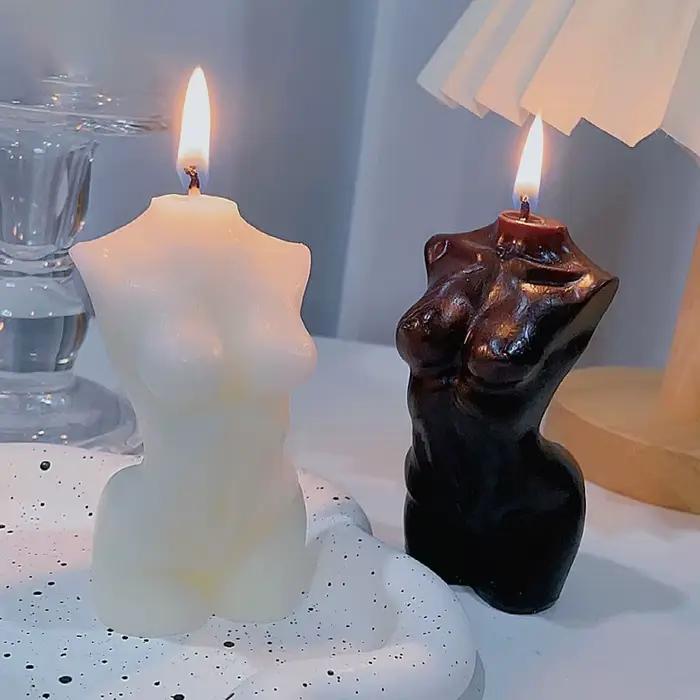 Bougie parfumée en forme de torse féminin pour la décoration de la maison – Bougie artistique en cire de soja en forme de corps, mini figurine de 10 cm, cadeau