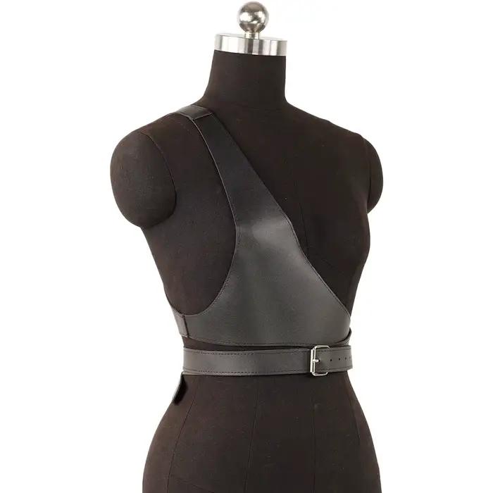 Corsets pour femmes, ceinture large, corset gothique sous-poitrine en cuir PU, crop top, couleur unie, gilet ajustable, ceinture de taille, accessoires vestimentaires