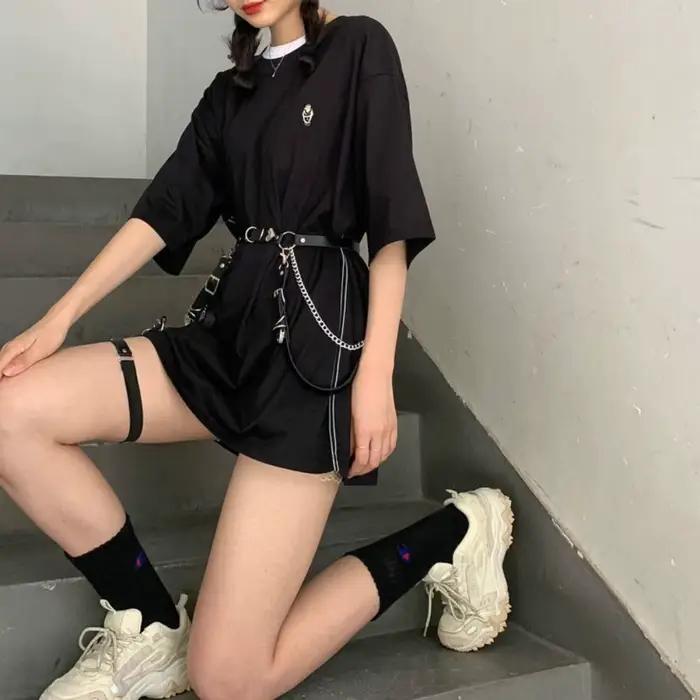 Ceinture de taille et chaîne de hanche pour femmes, style mode, discothèque, punk, hip-hop, rock, avec motif cœur