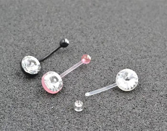 50pcs bijoux de perçage corporel-anneau de nombril de grossesse BIO Flexible 14g x 16mm retenue de perçage de nombril