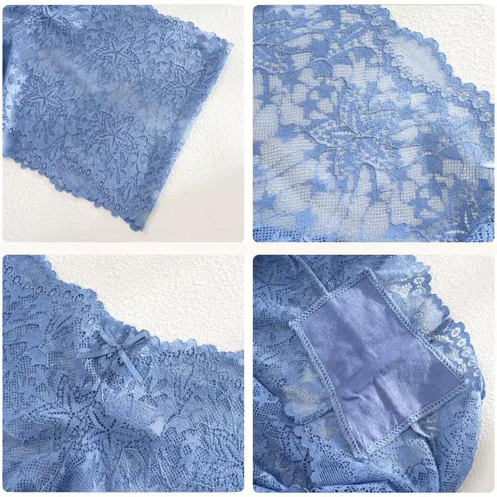 5 pièces/ensemble Sexy dentelle Perspective culotte couleur unie évider taille haute étoile Boyshort femme élastique Transparents Boxer Shorts