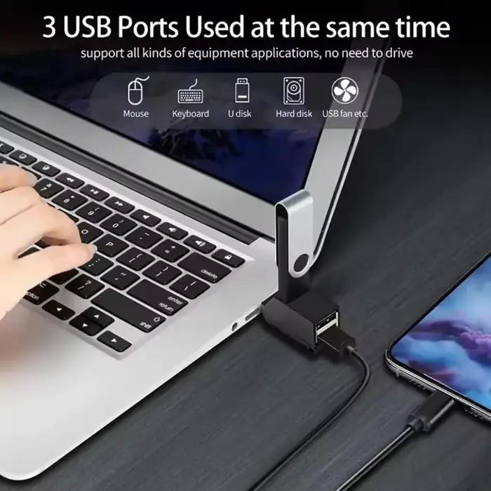 Adaptateur HUB USB 3.0, Mini boîtier répartiteur 1 à 3 ports, USB 2.0 haute vitesse pour PC portable, lecteur de carte U Disk