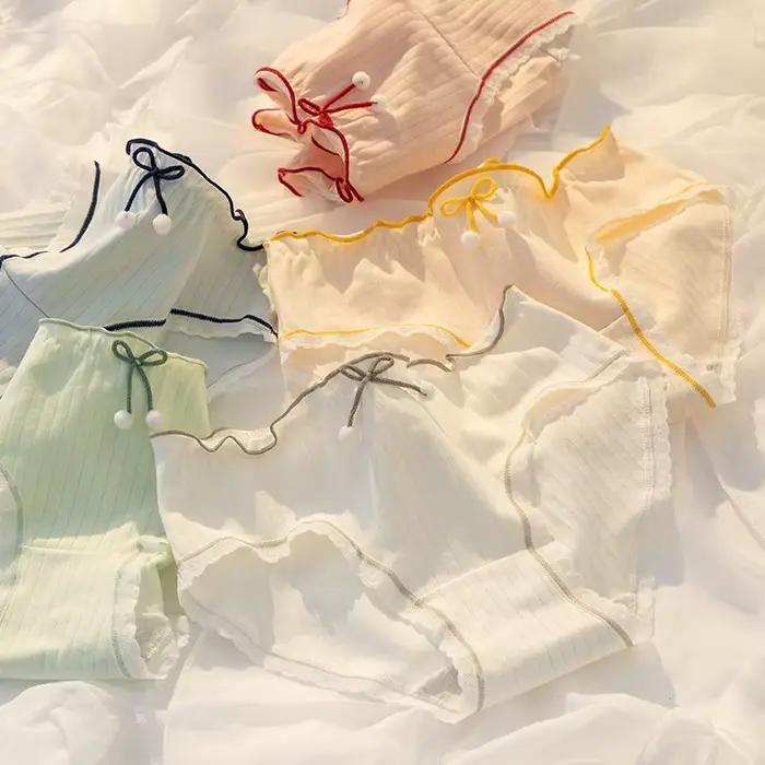 Culotte en coton taille basse pour femme, sous-vêtement confortable et charmant, slip solide pour étudiant, document