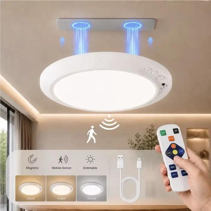 Lampe murale sans fil à LED avec détecteur de mouvement magnétique, rechargeable par USB-C, avec télécommande, pour cuisine, vestiaire, armoire