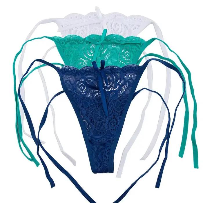 Sous-vêtements sexy pour femmes, lingerie transparente en dentelle florale à taille basse, culottes