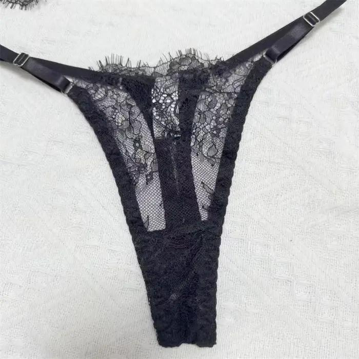 2025 Sexy pure dentelle cils Unline une couche dentelle Lingerie femme Lingerie soutien-gorge et culotte ensemble basique femmes sous-vêtements intimes